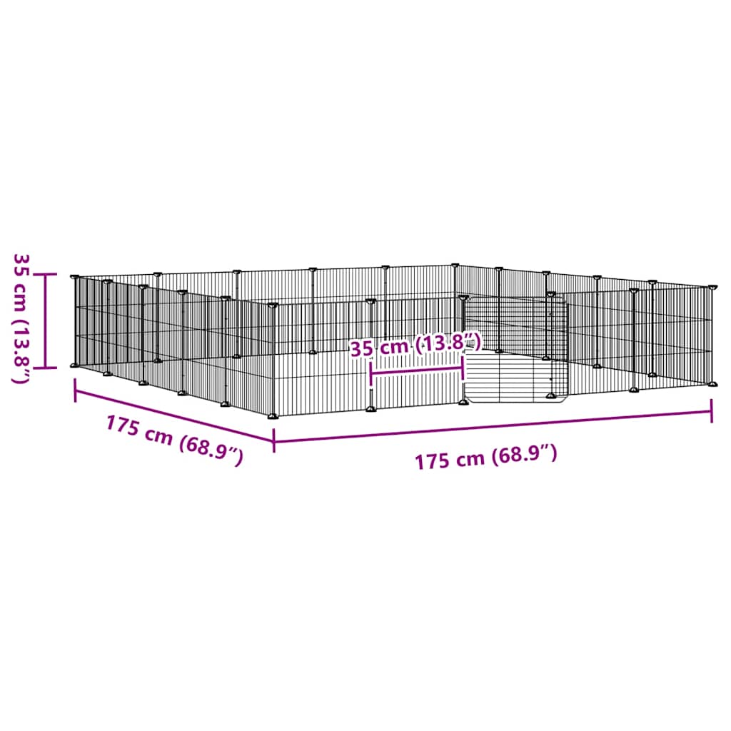 20-Panel Pet Cage with Door Black 35x35 cm Steel