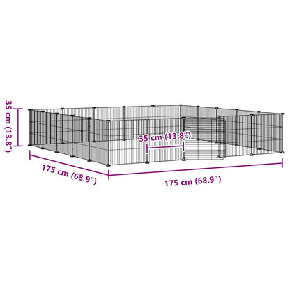 20-Panel Pet Cage with Door Black 175x175x35 cm Steel