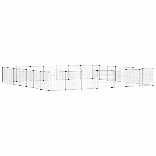 28-Panel Pet Cage with Door Black 245x245x35 cm Steel