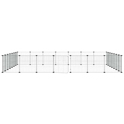 28-Panel Pet Cage with Door Black 245x245x35 cm Steel