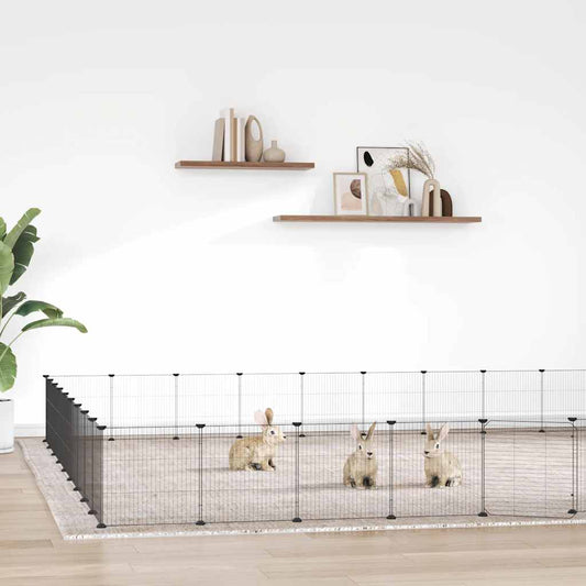 36-Panel Pet Cage with Door Black 315x315x35 cm Steel