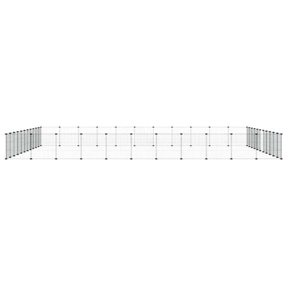 44-Panel Pet Cage with Door Black 385x385x35 cm Steel