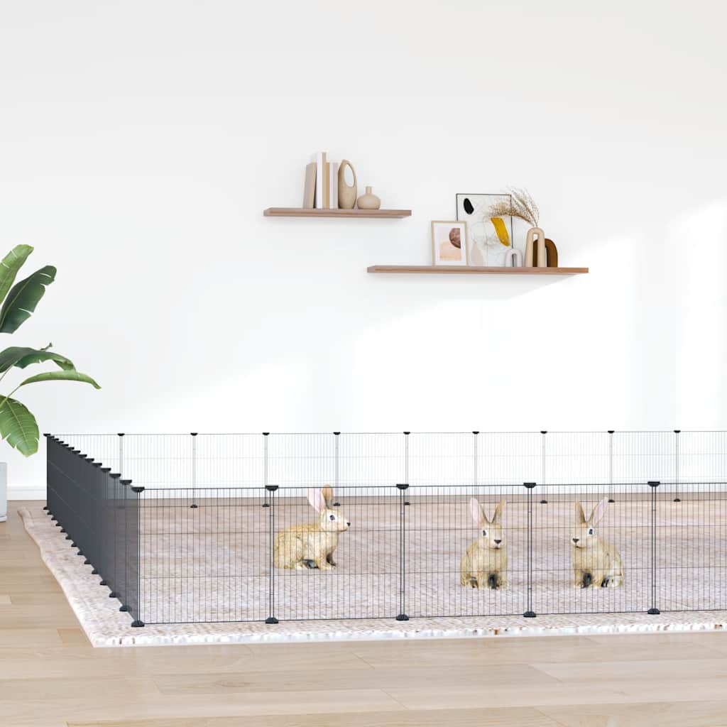 52-Panel Pet Cage with Door Black 35x35 cm Steel