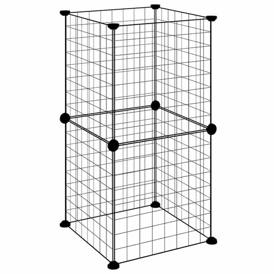 8-Panel Pet Cage Black 35x35x70 cm Steel