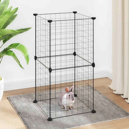 8-Panel Pet Cage Black 35x35x70 cm Steel