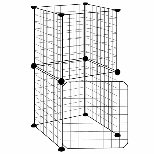 8-Panel Pet Cage with Door Black 35x35x70 cm Steel
