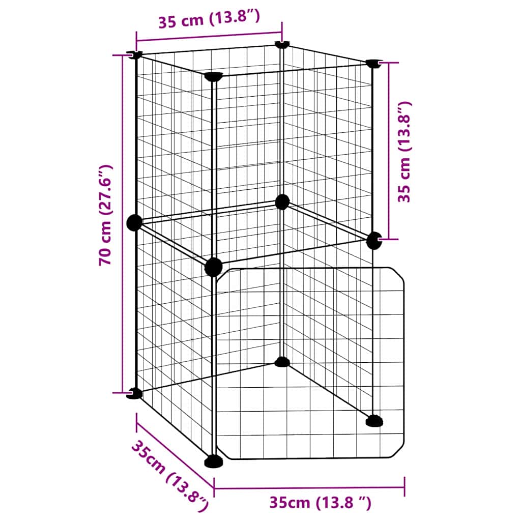 8-Panel Pet Cage with Door Black 35x35 cm Steel
