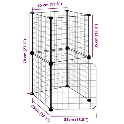 8-Panel Pet Cage with Door Black 35x35 cm Steel