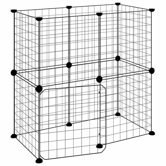 12-Panel Pet Cage with Door Black 35x35 cm Steel
