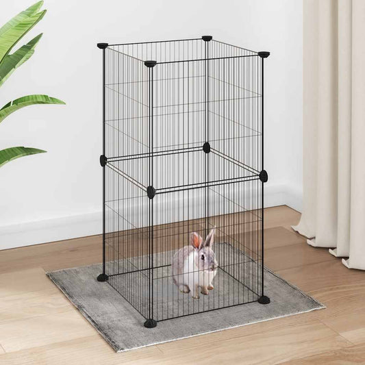 8-Panel Pet Cage Black 35x35x70 cm Steel