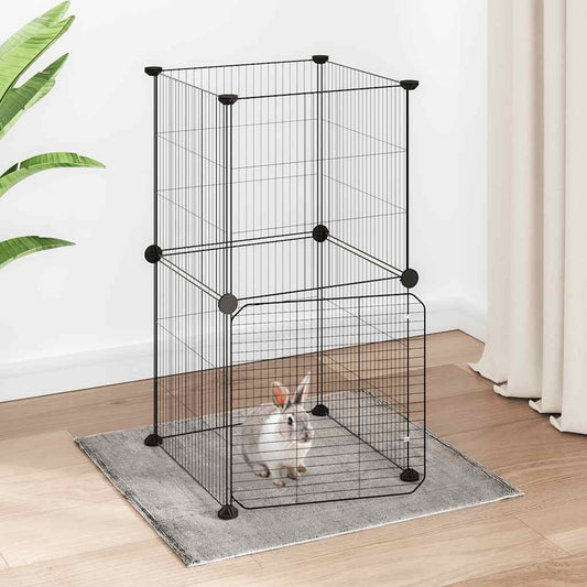 8-Panel Pet Cage with Door Black 35x35x70 cm Steel
