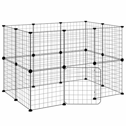 20-Panel Pet Cage with Door Black 35x35 cm Steel
