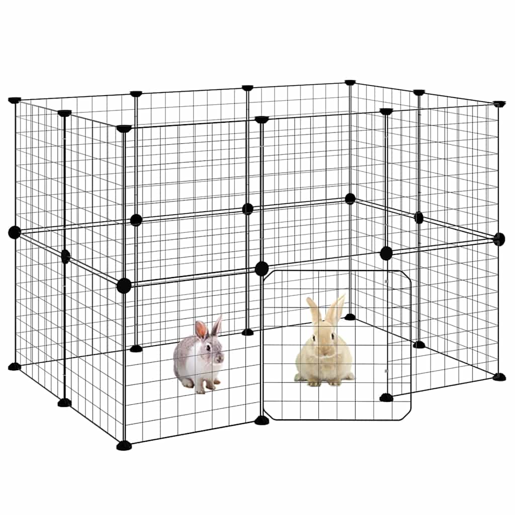 20-Panel Pet Cage with Door Black 35x35 cm Steel