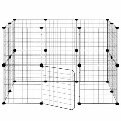 20-Panel Pet Cage with Door Black 35x35 cm Steel