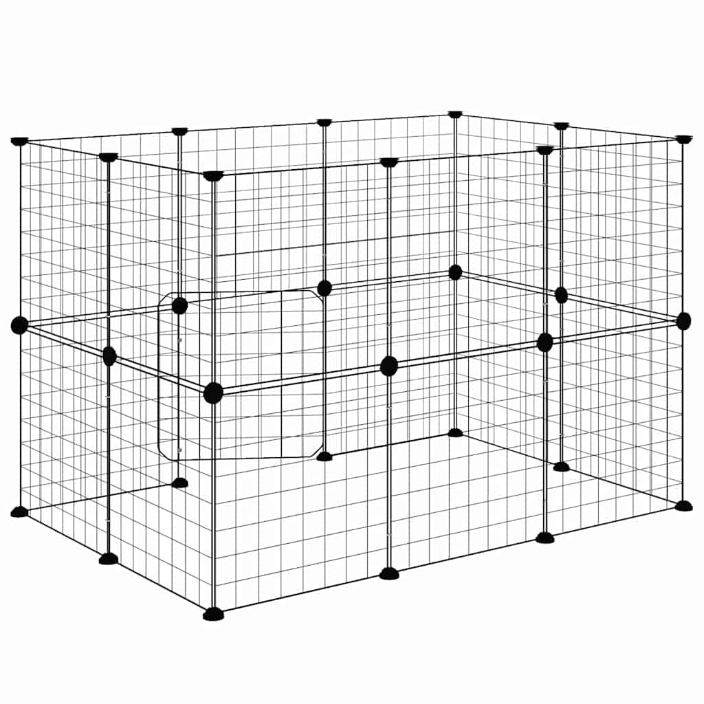 20-Panel Pet Cage with Door Black 35x35 cm Steel