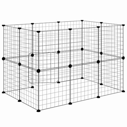 20-Panel Pet Cage with Door Black 35x35 cm Steel
