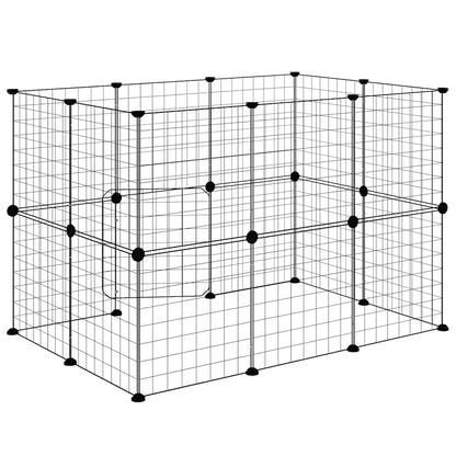 20-Panel Pet Cage with Door Black 35x35 cm Steel