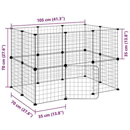 20-Panel Pet Cage with Door Black 35x35 cm Steel