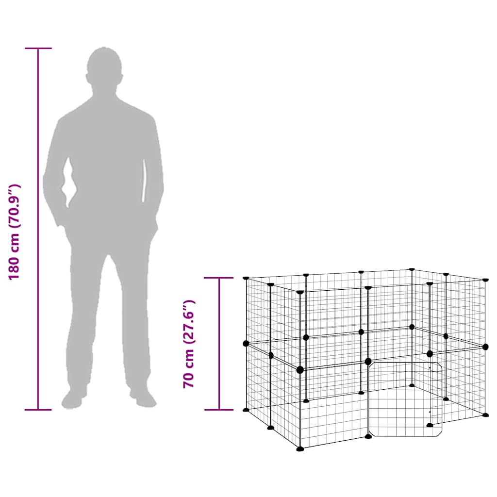 20-Panel Pet Cage with Door Black 35x35 cm Steel