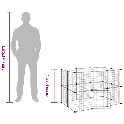 20-Panel Pet Cage with Door Black 35x35 cm Steel