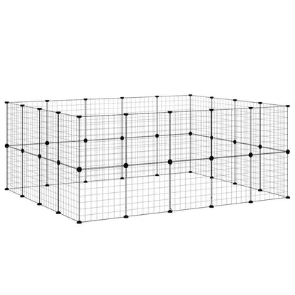 36-Panel Pet Cage with Door Black 35x35 cm Steel