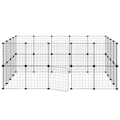 36-Panel Pet Cage with Door Black 35x35 cm Steel