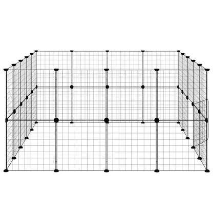36-Panel Pet Cage with Door Black 35x35 cm Steel