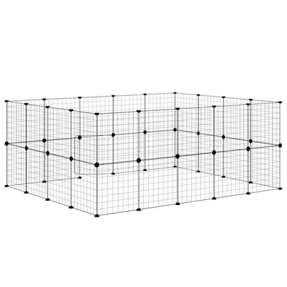 36-Panel Pet Cage with Door Black 35x35 cm Steel