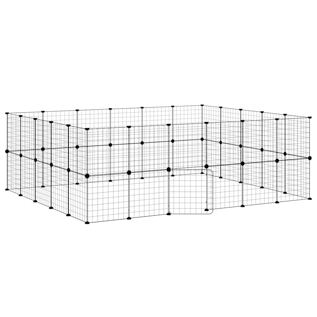 44-Panel Pet Cage with Door Black 35x35 cm Steel