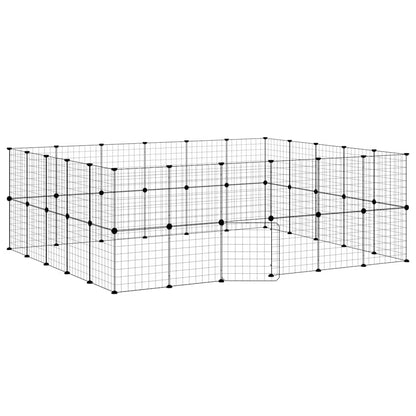 44-Panel Pet Cage with Door Black 35x35 cm Steel