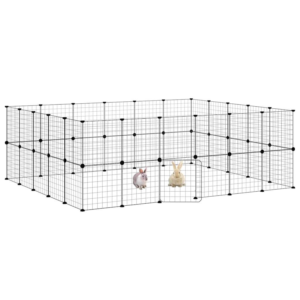44-Panel Pet Cage with Door Black 35x35 cm Steel