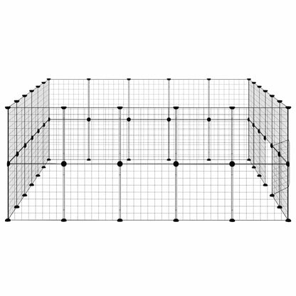 44-Panel Pet Cage with Door Black 35x35 cm Steel