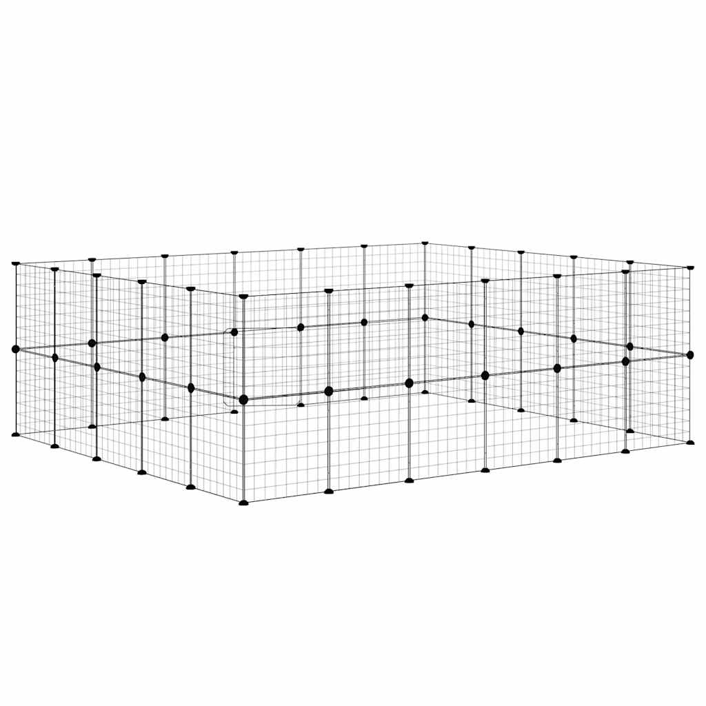 44-Panel Pet Cage with Door Black 35x35 cm Steel