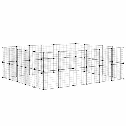 44-Panel Pet Cage with Door Black 35x35 cm Steel