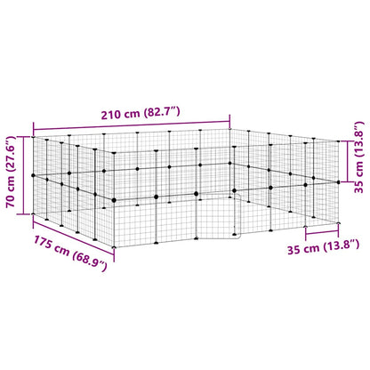 44-Panel Pet Cage with Door Black 35x35 cm Steel