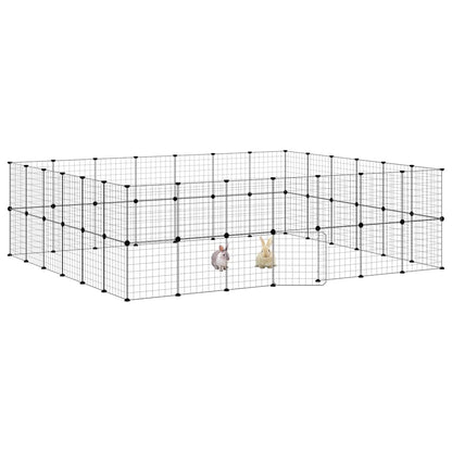 52-Panel Pet Cage with Door Black 35x35 cm Steel