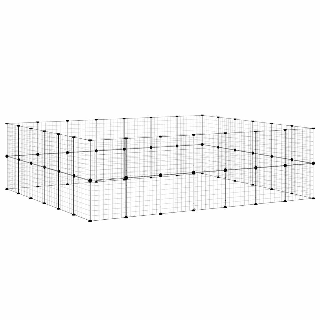 52-Panel Pet Cage with Door Black 35x35 cm Steel