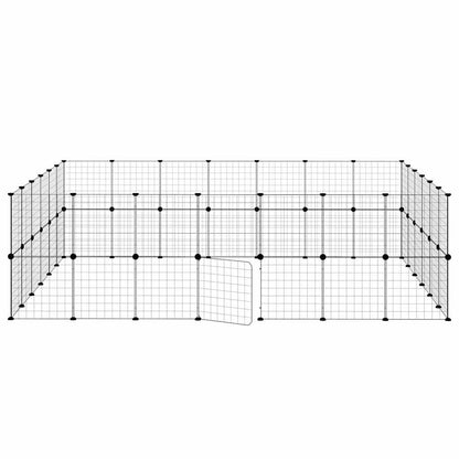 52-Panel Pet Cage with Door Black 245x210x70 cm Steel