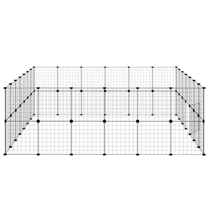 52-Panel Pet Cage with Door Black 245x210x70 cm Steel