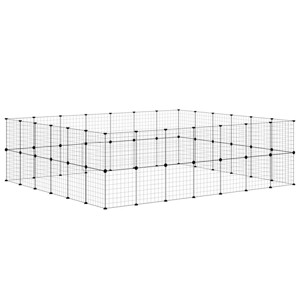 52-Panel Pet Cage with Door Black 245x210x70 cm Steel