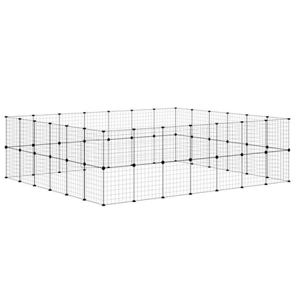 52-Panel Pet Cage with Door Black 245x210x70 cm Steel