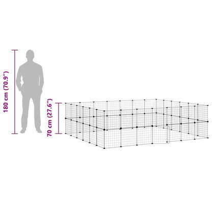 52-Panel Pet Cage with Door Black 245x210x70 cm Steel