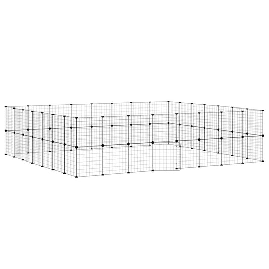 60-Panel Pet Cage with Door Black 35x35 cm Steel