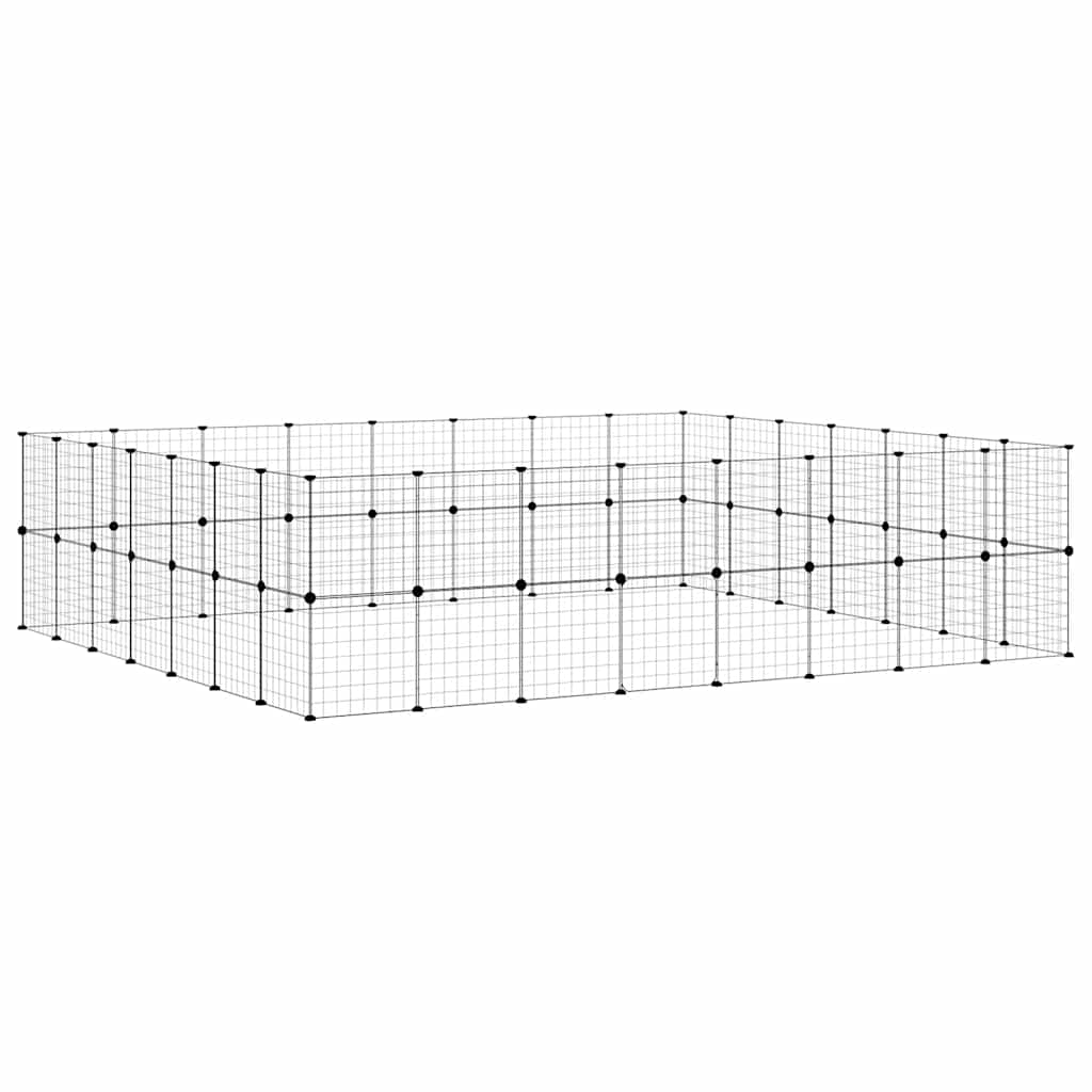 60-Panel Pet Cage with Door Black 35x35 cm Steel