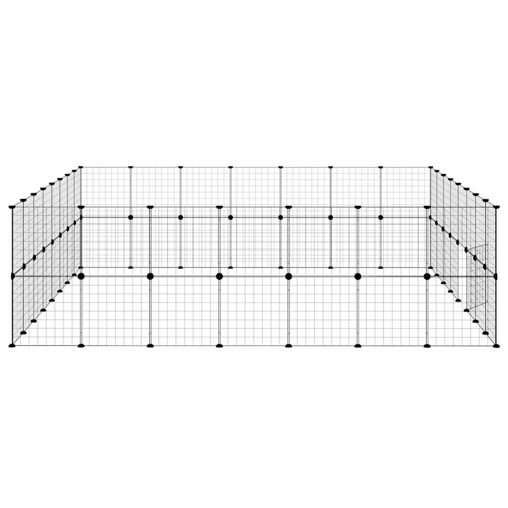 60-Panel Pet Cage with Door Black 280x245x70 cm Steel