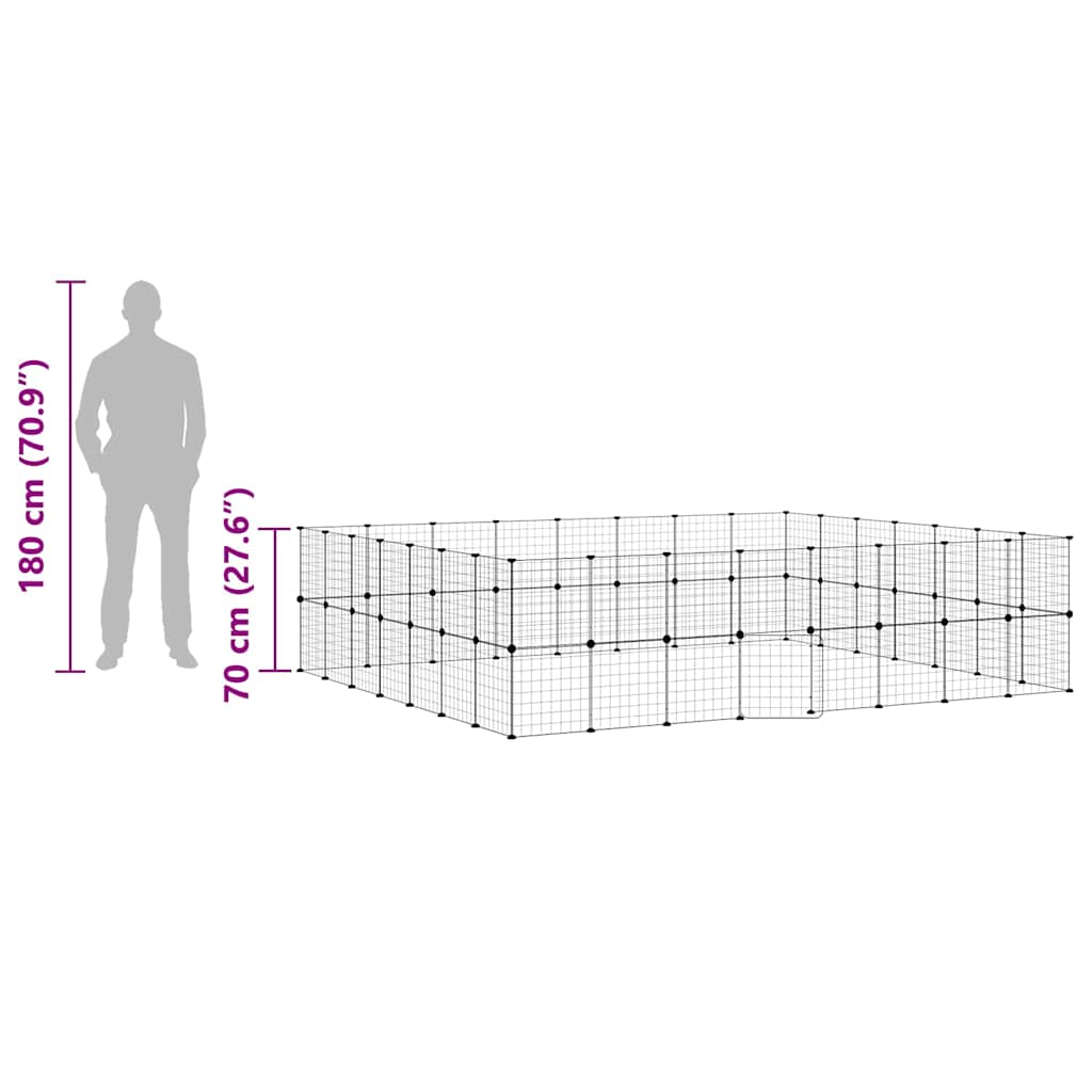 60-Panel Pet Cage with Door Black 280x245x70 cm Steel