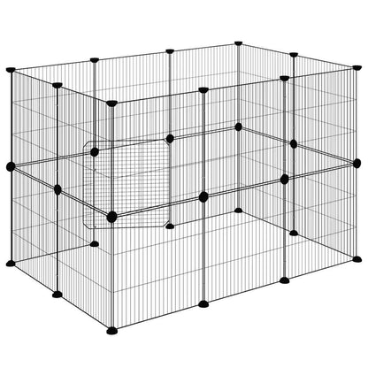 20-Panel Pet Cage with Door Black 35x35 cm Steel