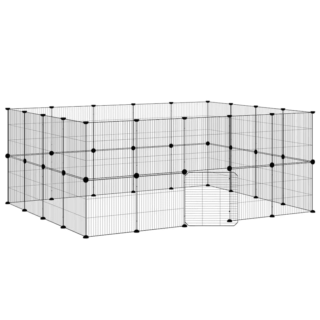 36-Panel Pet Cage with Door Black 35x35 cm Steel