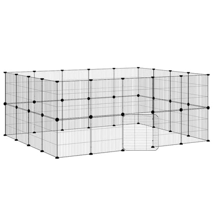 36-Panel Pet Cage with Door Black 35x35 cm Steel