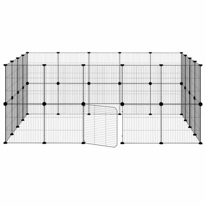 36-Panel Pet Cage with Door Black 35x35 cm Steel